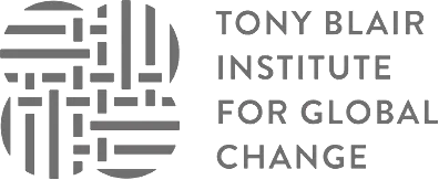 A grey flower with geometric lines within it and to its right the words "TONY BLAIR INSTITUTE FOR GLOBAL CHANGE".